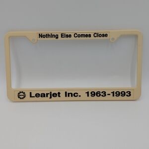 Vintage Learjet Inc.  License Plate Frame Holder 1963-1993 Anniversary Aviation
